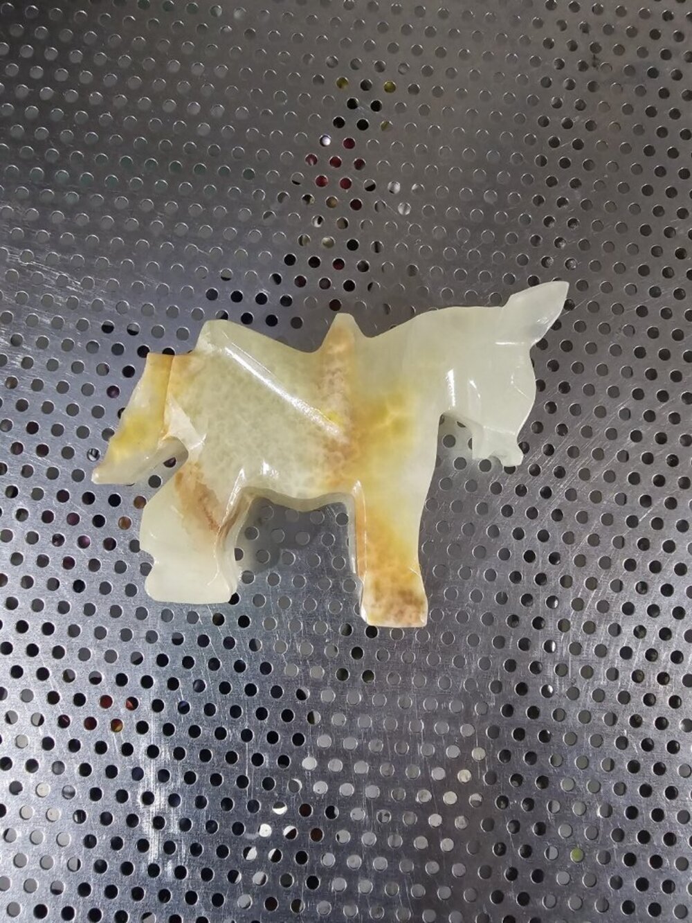 White Onyx Carved Donkey Figure Fingurine Vintage
